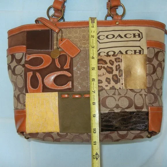 Coach Leather Gallery Purse Shoulder Bag Signature Brown Logo Hangtag Lined - Picture 11 of 14